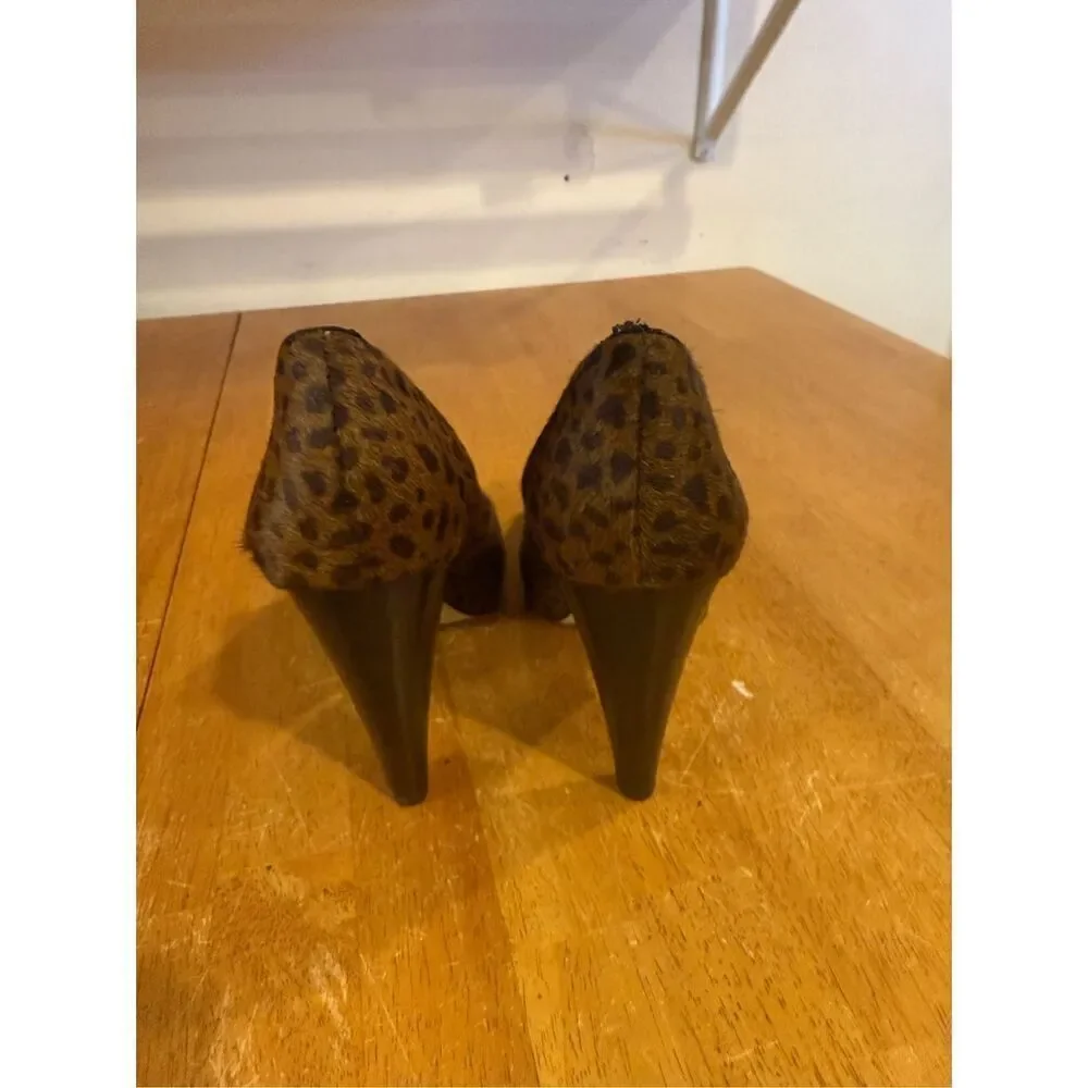 Banana Republic Pony Hair Leopard Print Heels Shoes Size 9